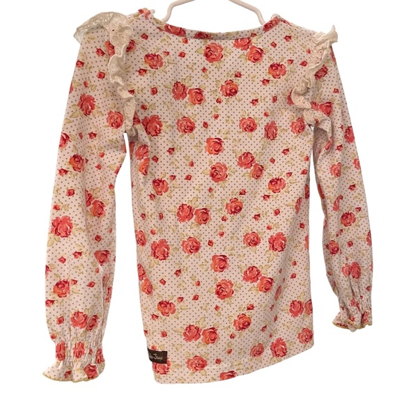 Matilda Jane Long Sleeve Top Girls Size 4 / Georgia Lace Ruffle Floral Rose - Picture 2 of 8